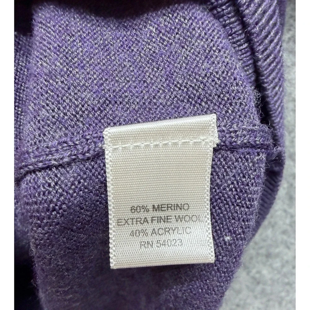 Banana Republic Mens Purple Merino Wool Blend 1/4 Zip Sweater Large Mock Neck